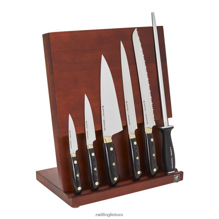 Zwilling bob kramer carbon 2.0 7 vnt, peilių blokų komplektas, ruda-juoda stalo įrankiai 8X8Z2X248