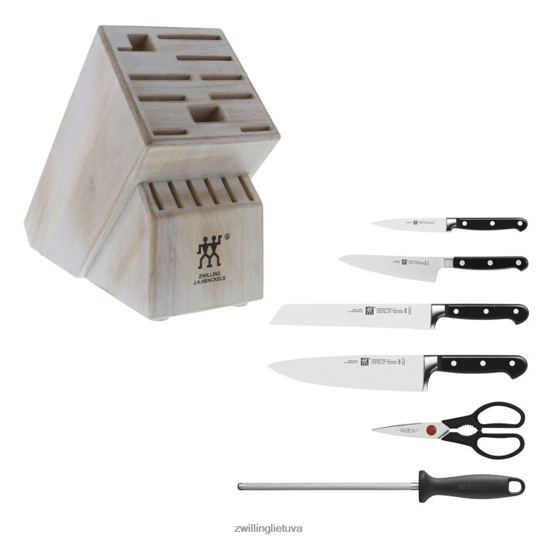 Zwilling profesionalus s 7 vnt, peilių blokų rinkinys, kaimiškas baltas stalo įrankiai 8X8Z2X113