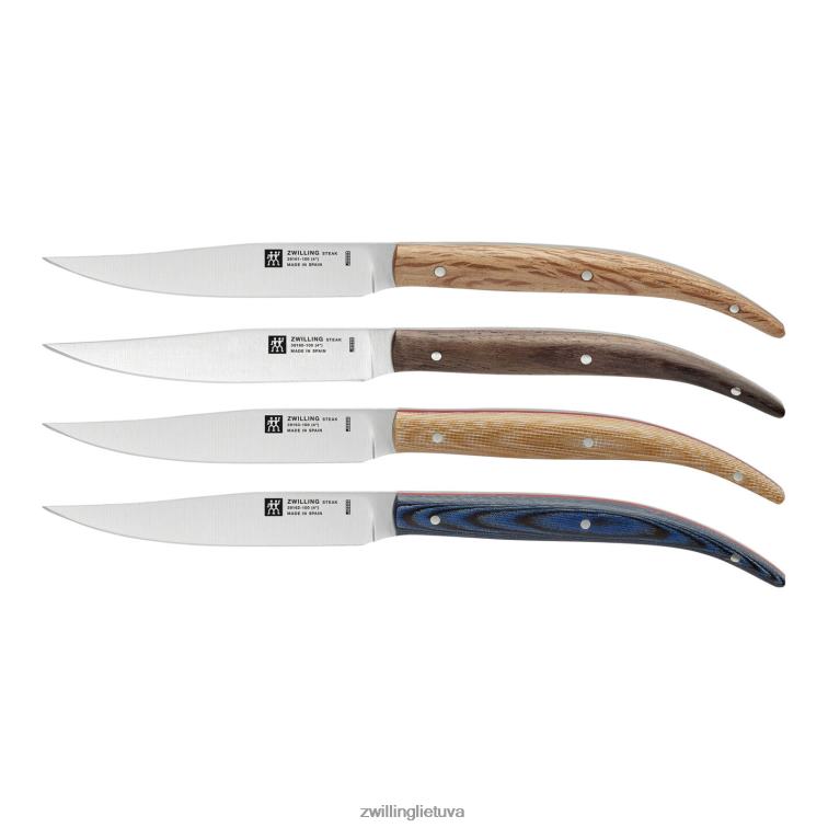 Zwilling kepsnių rinkiniai 4 vnt., toro kepsnių peilių rinkinys buko medžio pristatymo dėžutėje stalo įrankiai 8X8Z2X178