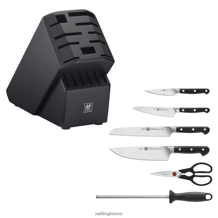 Zwilling pro 7 vnt, peilių blokų rinkinys, juodas matinis stalo įrankiai 8X8Z2X101