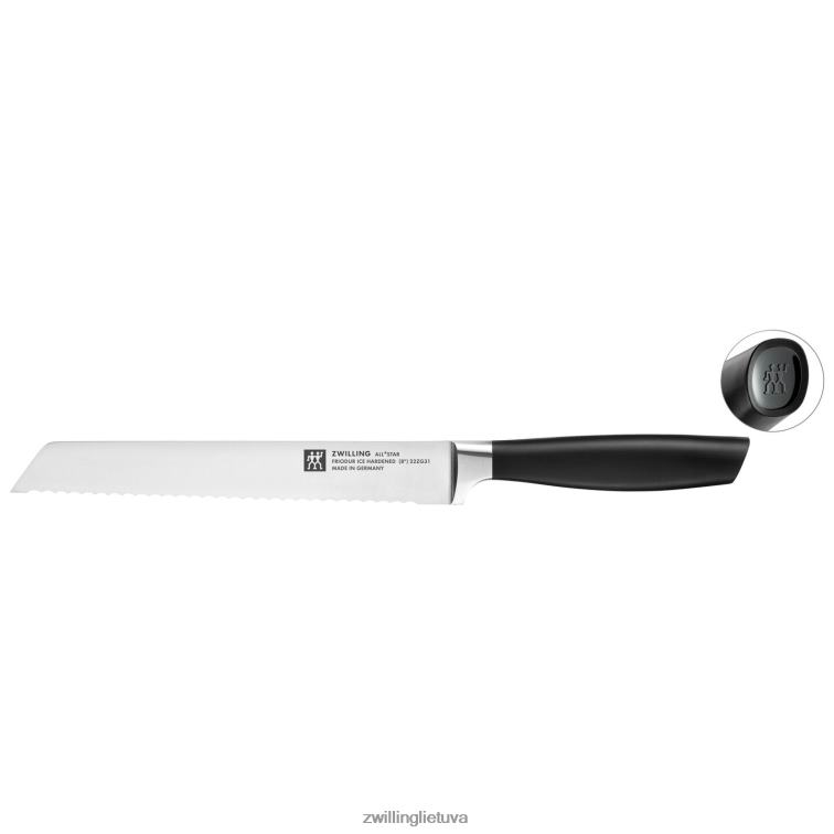 Zwilling All * star 8 colių, duonos peilis, juodas matinis stalo įrankiai 8X8Z2X340