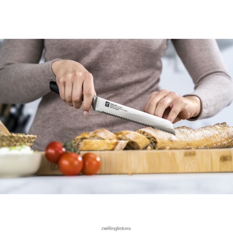 Zwilling All * star 8 colių, duonos peilis, juodas matinis stalo įrankiai 8X8Z2X340