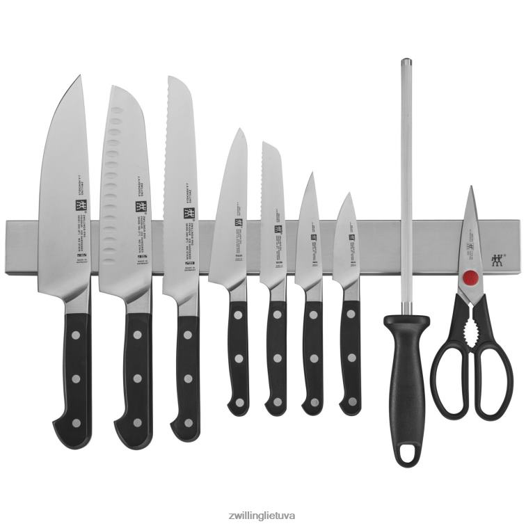 Zwilling Pro 10 vnt, rinkinys su 17,5" nerūdijančio plieno magnetiniu peiliuku stalo įrankiai 8X8Z2X396